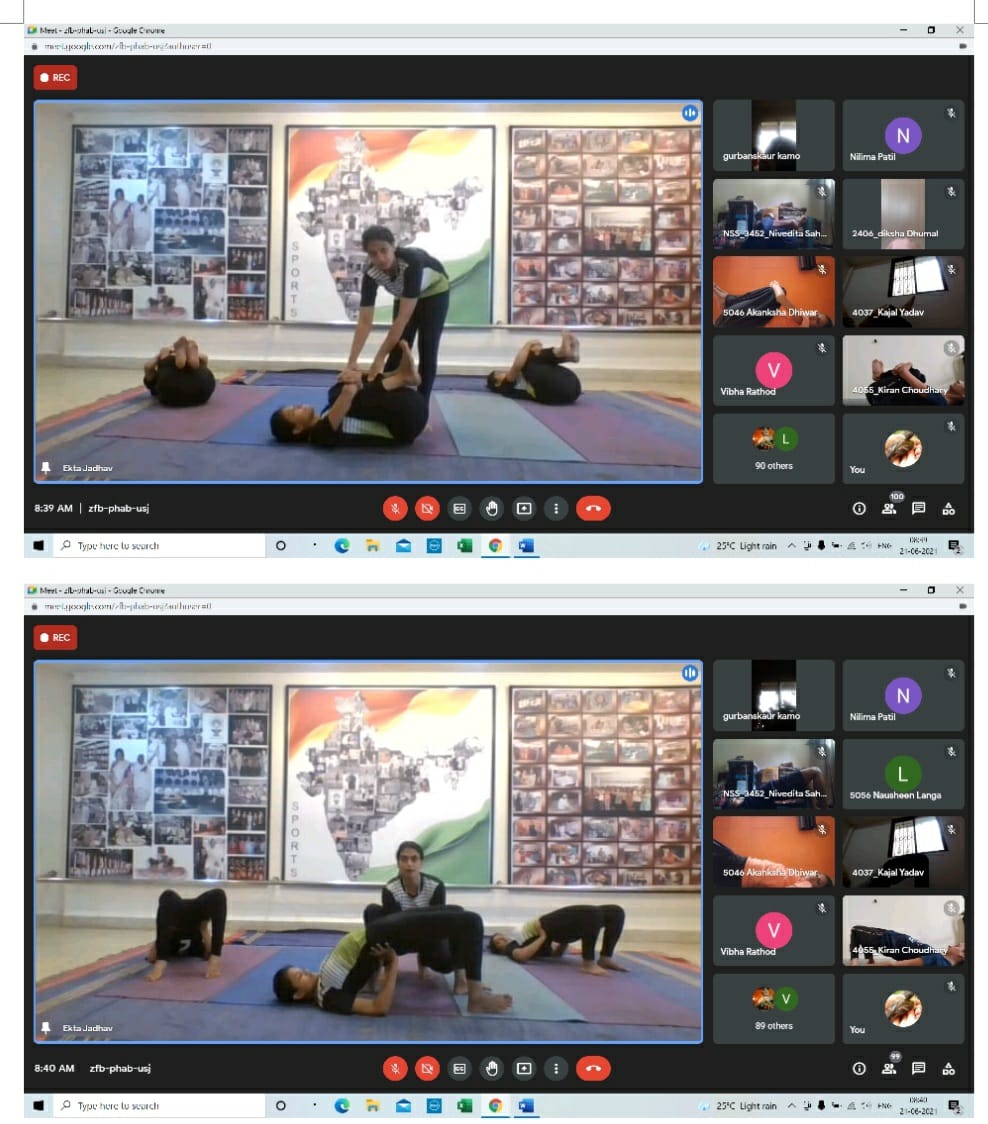 International Yoga Day while taking Asanas 3 (Pawanmuktasana and Setu Bandhasana)